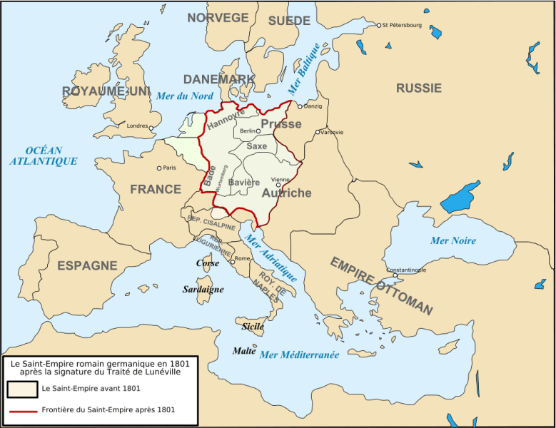 Europa dupa Pacea de la Lunéville (9 februarie 1801) - foto preluat de pe en.wikipedia.org