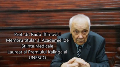 prof. dr. Radu Iftimovici, membru titular al Academiei de Stiinte Medicale, Laureat al Premiului Kalinga al UNESCO - foto captura video youtube.com