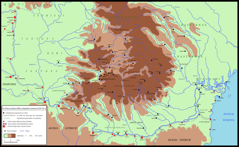 Dacia, circa 100 d.HR., înainte de cucerirea romană - foto preluat de pe ro.wikipedia.org