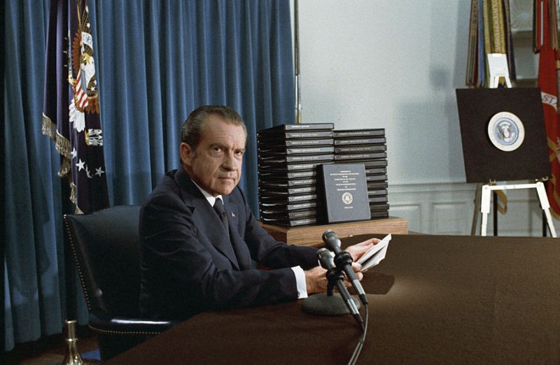 Nixon anunță publicarea stenogramelor după înregistrările Watergate la 29 aprilie 1974 - foto preluat de pe ro.wikipedia.org