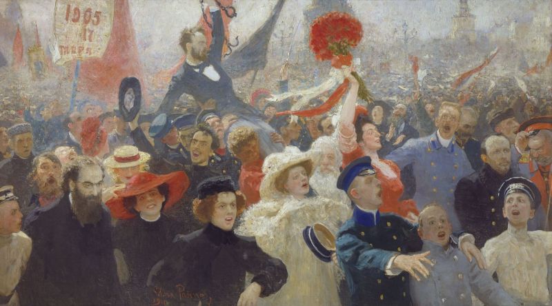 "Demonstration 17 October 1905" by Ilya Repin (Russian Museum. St. Petersburg) - foto preluat de pe en.wikipedia.org