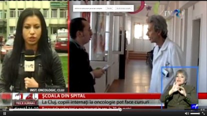 Şcoala din spital. La Cluj, copiii internaţi la Oncologie vor învăţa cu profesori voluntari - foto (captura): stiri.tvr.ro