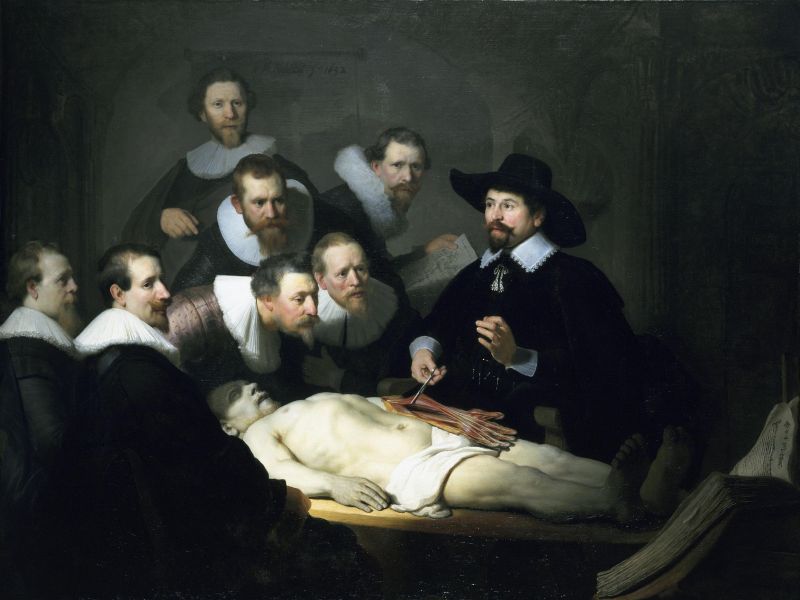 "Lecţia de anatomie a doctorului Nicolaes Tulp" (Rembrandt - 1632 - Mauritshuis, Haga) - foto: ro.wikipedia.org