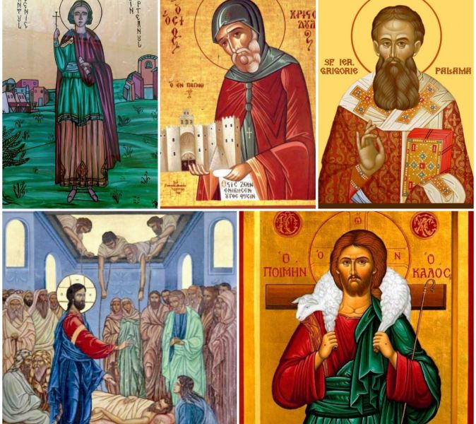 Sf. Mc. Sabin Egipteanul. Sf. Cuv. Hristodul din Patmos; Sf. Ier. Grigorie Palama; Vindecarea paraliticului din Capernaum; Iisus – Păstorul cel bun