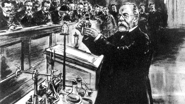 Robert Koch (n. 11 decembrie 1843, Clausthal, Saxonia Inferioară – d. 27 mai 1910, Baden-Baden) a fost un bacteriolog german. A studiat la Göttingen, avându-l ca profesor pe Jacob Henle care afirma în 1840 că rănile sunt infectate de niște organisme parazite - foto: ndr.de