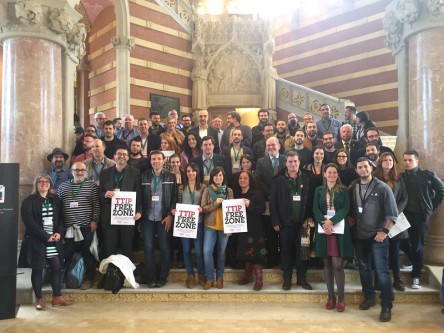 The meeting was held in Barcelona and was the first pan-European Meeting of “Local Authorities and the New Generation of Free Trade Agreements”. (Photo: Helena Spongenberg) - euobserver.com