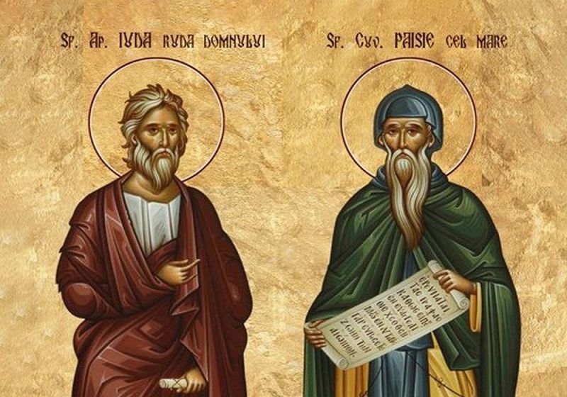 Sf. Ap. Iuda, rudenia Domnului; Sf. Cuv. Paisie cel Mare - foto preluate de pe ziarullumina.ro
