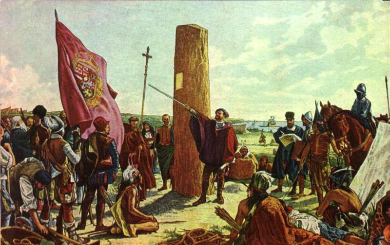 Juan de Garay fondând Buenos Aires în 1580. Așezarea inițială, fondată de Pedro de Mendoza , fusese abandonată din 1542 - foto preluat de pe en.wikipedia.org