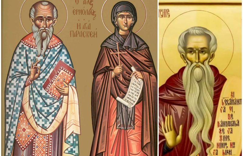Sf. Sfințit Mc. Ermolae; Sf. Cuv. Mc. Paraschevi din Roma; Sf. Cuv. Ioanichie cel Nou de la Muscel
