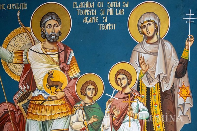 Sf. Mari Mc. Eustație și soția sa, Teopista cu fiii lor: Agapie și Teopist (Secolul al II-lea) - foto preluat de pe ziarullumina.ro