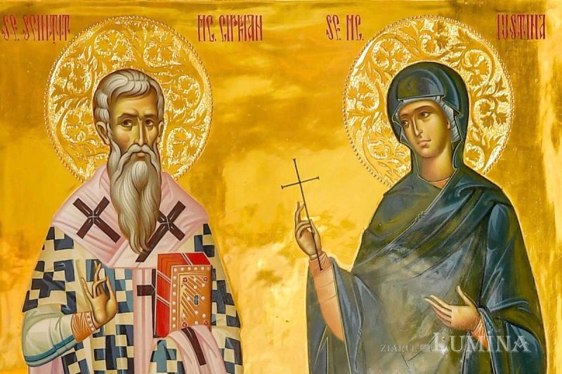 Sf. Sfințit Mc. Ciprian; Sf. Mc. Iustina fecioara (†304) - foto preluat de pe ziarullumina.ro