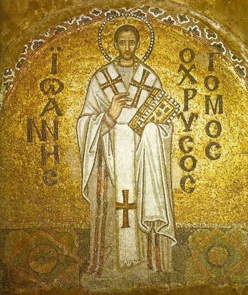 Ioan Gură de Aur, cunoscut și ca Ioan Hrisostom (n. 347 în Antiohia – d. 407), a fost arhiepiscop de Constantinopol, una din cele mai importante figuri ale patrologiei creștine, considerat sfânt deopotrivă în Biserica Răsăriteană și în Biserica Apuseană, care îl venerează cu titlul de doctor al Bisericii - foto preluat de pe ro.wikipedia.org