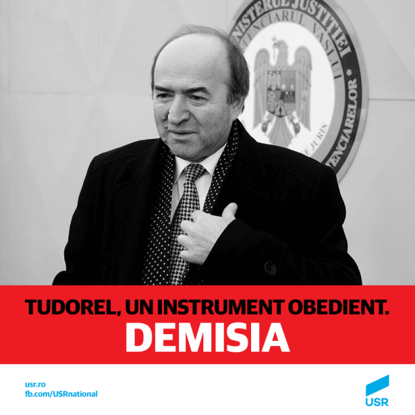 USR cere demisia lui Tudorel Toader - foto preluat de pe www.facebook.com/Uniunea Salvați România - USR