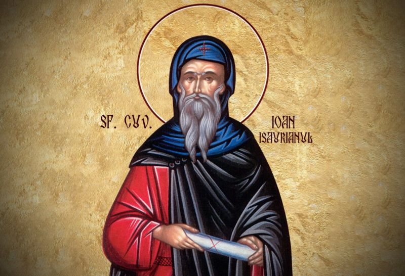 Icoană bizantină reprezentându-l pe Sfântul Cuvios Ioan, ucenicul Sfântului Grigorie Decapolitul (secolul al IX-lea), în haine monahale, cu un sul în mână, simbol al înțelepciunii și al ascultării spirituale, prăznuit în calendar ortodox 18 aprilie.