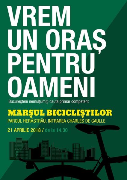 Marșul Bicicliștilor - Vrem un oraș pentru oameni - 21 aprilie 2018 - foto preluat de pe www.facebook.com