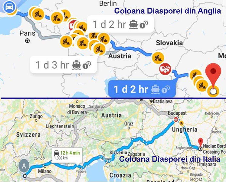 10 august coloane auto din diaspora (Sursa: Facebook)