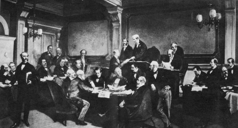 Semnarea Primei Convenţii de la Geneva de către o parte a puterilor europene în 1864 - foto preluat de pe ro.wikipedia.org