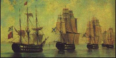 Războiul Ruso-Turc (1806–1812) - Flota rusă după bătălia de la Athos, tablou de Alexei Bogoliubov (1824-96) - foto preluat de pe ro.wikipedia.org