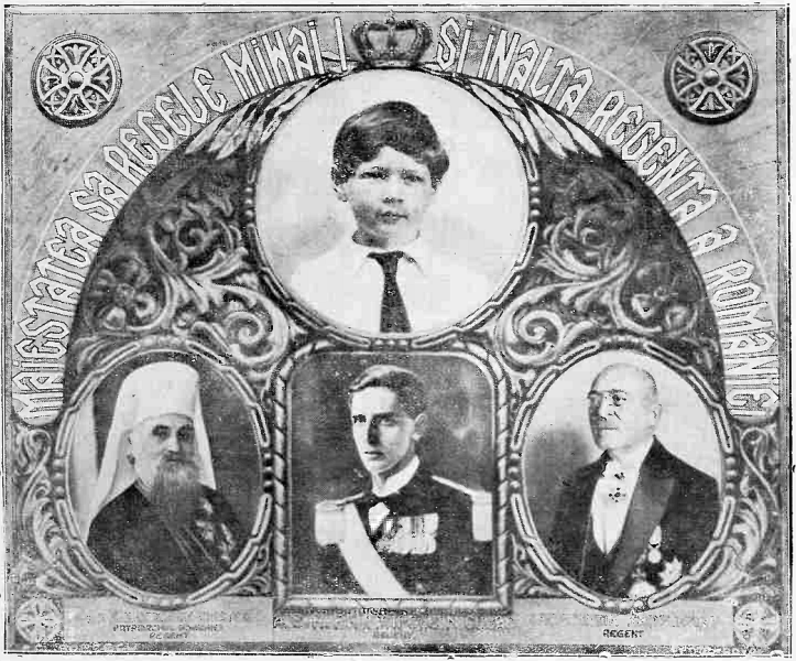 Membrii Regenţei - Patriarhul Miron Cristea, prinţul Nicolae şi Constantin Sărăţeanu (20 iulie 1927 - 8 iunie 1930) - foto preluat de pe ro.wikipedia.org