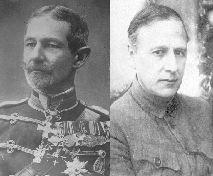 Acordul Averescu-Racovski (20 februarie/5 martie–23 februarie/ 8 martie 1918) - Cei doi actori principali ai acordului:
La stânga generalul Alexandru Averescu
Prim Ministru și Ministru de Externe al României
La dreapta activistul politic Dr. Cristian Racovski, conducător de facto al RUMCEROD și reprezentant al guvernului sovietic - foto preluat de pe ro.wikipedia.org
