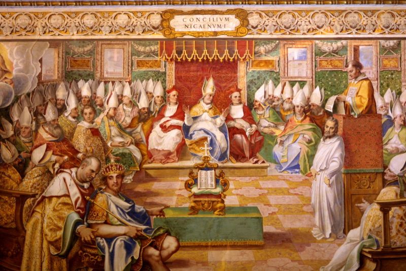 First Council of Nicaea (May to August A.D. 325) - 16th-century fresco depicting the Council of Nicaea - foto preluat de pe en.wikipedia.org