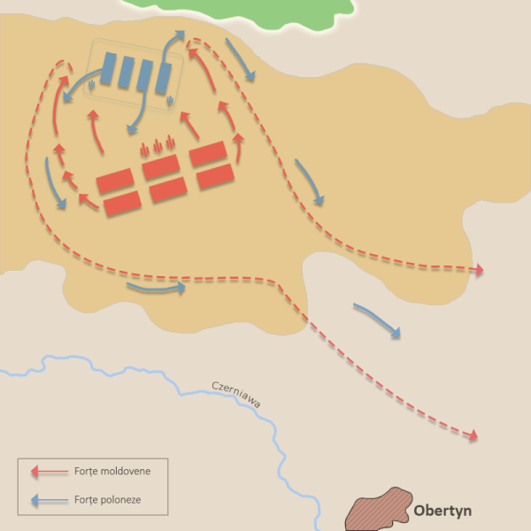 Bătălia de la Obertyn (22 august 1531) - Harta bătăliei - foto preluat de pe ro.wikipedia.org