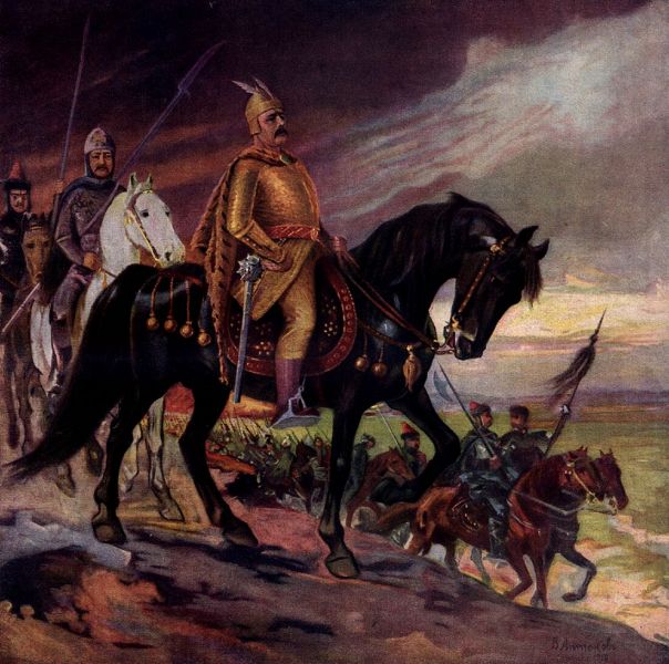 Krum (în bulgară Крум), (n. ? - d. 13 aprilie 814) a fost un han protobulgar în perioada: 796/803 - 814. În timpul domniei, sale teritoriul Bulgariei dunărene s-a dublat, având granițele de la Dunărea mijlocie la Nipru și de la Odrin la Munții Tatra (Krum în fața trupelor sale. Un desen din 1917) .- foto preluat de pe ro.wikipedia.org