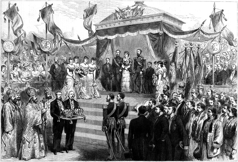 Încoronarea Regelui Carol I şi a Elisabetei (10 mai 1881) – imagine din Illustrated London News - foto preluat de pe ro.wikipedia.org