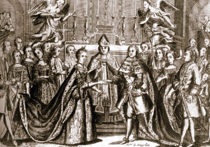Gravură a căsătoriei arhiducesei Maria Antoaneta cu delfinul, viitorul Ludovic al XVI-lea, la 16 mai 1770 - foto preluat de pe ro.wikipedia.org