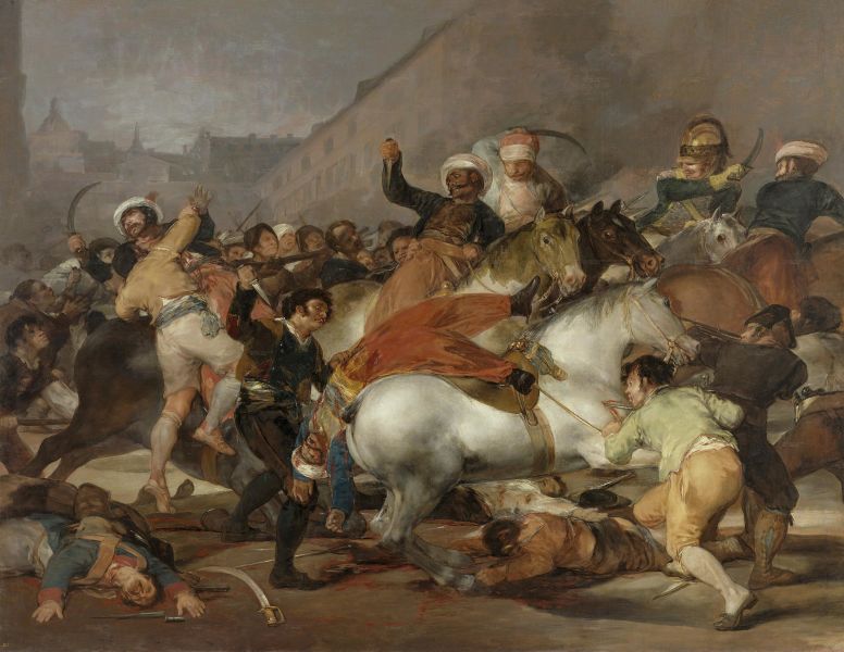 Războiul Peninsular (Războiul din peninsula iberică
Parte din Războaiele napoleoniene 1803–1815) - Doi mai 1808: Șarja mamelucilor, de Francisco Goya (1814) - foto preluat de pe ro.wikipedia.org