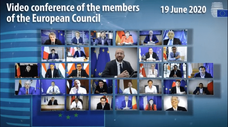 Videoconferința membrilor Consiliului European, 19 iunie 2020 - foto captura video