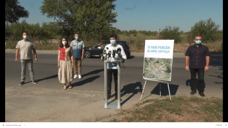 Nicușor Dan: Conferință de presă pe tema marilor parcări din jurul Capitalei și a necesității unui sistem de tip park&ride (30 iulie 2020) - foto captura video