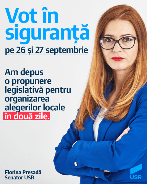 Senatoarea Florina Presadă, propunere legislativă pentru organizarea alegerilor locale în două zile - foto preluat de pe www.facebook.com/USRNational
