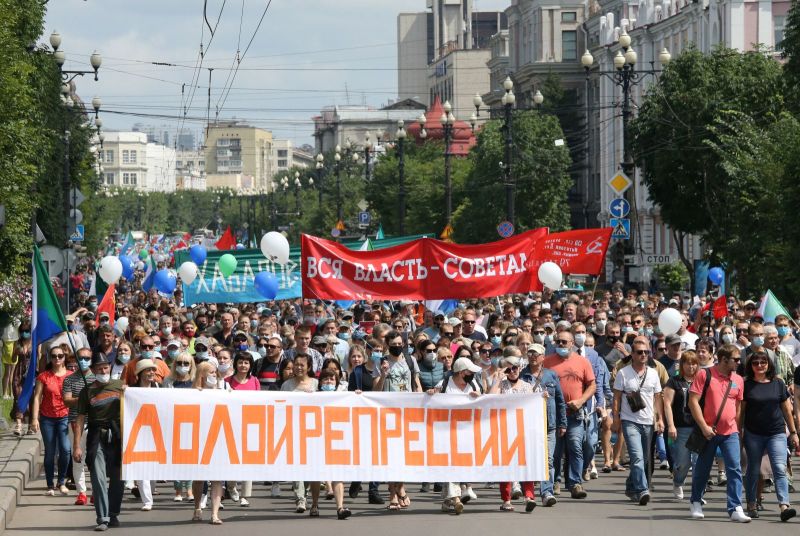 Rusia: Protestele antiguvernamentale continuă în Habarovsk (8 august 2020) - foto preluat de pe www.agerpres.ro