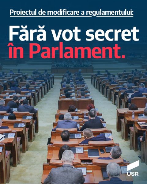 Proiect USR: Fără vot secret în Parlament (22 octombrie 2020) - foto preluat de pe www.facebook.com/USRNational