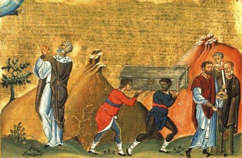 Sf. Ier. Dometian, episcopul Melitinei (†601) - Miniatură din Menologhionul lui Vasile al II-lea Macedoneanul, Constantinopol, Vatican Library - foto preluat de pe doxologia.ro