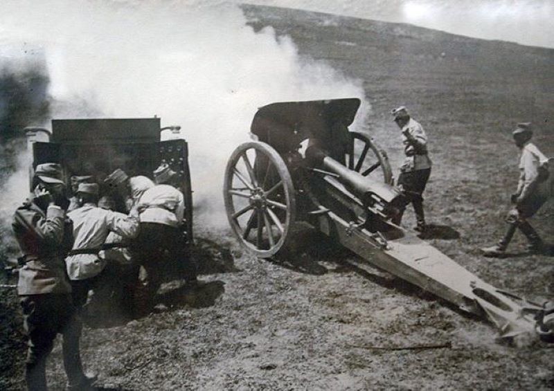 Bătălia de la Mărăşti  (11/24 iulie 1917 şi 19 iulie/1 august 1917) Parte a Primului Război Mondial - Obuzierul Krupp, calibrul 105 mm, model 1912 (Obuzierul Krupp, calibrul 105 mm, model 1912) - foto preluat de pe ro.wikipedia.org