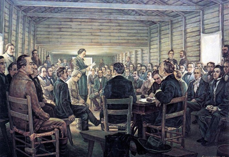 „Lectura Declarației de Independență din Texas (2 martie 1836)”, de Charles și Fanny Normann Colecția moșiei Joe Fultz din Navasota. Cu amabilitate Starul Muzeului Republicii - foto preluat de pe www.expressnews.com