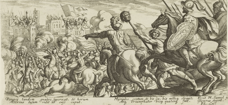 Bătălia de la Munda, 17 martie 45 î.Hr. (gravură de Matthäus Merian, cca 1625) - foto preluat de pe en.wikipedia.org