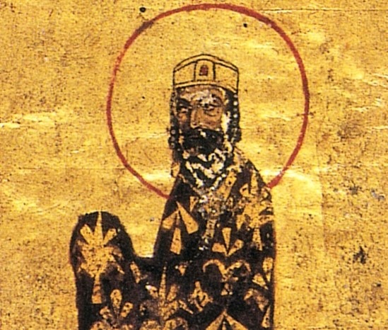 Alexios I Comnenul (n. 1048 - d. 1118) împărat bizantin între anii 1081 - 1118) - pictură dintr-un manuscris grecesc din biblioteca Vaticanului - foto preluat de pe ro.wikipedia.org