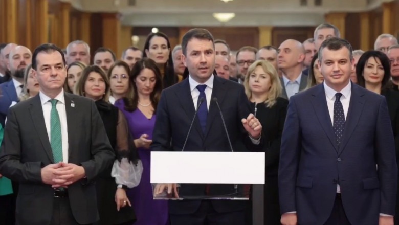 Cătălin Drulă, Ludovic Orban și Eugen Tomac au lansat Alianța Dreapta Unită (18 decembrie 2023) - foto preluat de pe www.digi24.ro