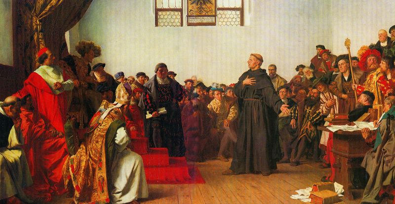 Luther la Dieta din Worms , un portret din 1877 care îl înfățișează pe Martin Luther , realizat de Anton von Werner - foto preluat de pe en.wikipedia.org