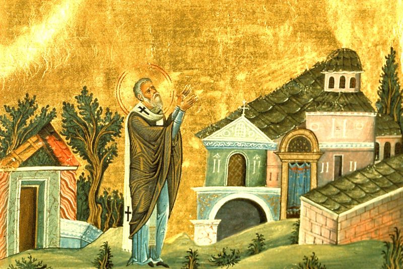 Sfântul Ierarh Tarasie, Patriarhul Constantinopolului (730 – 806) - miniatură din Menologhionul lui Vasile al II-lea Macedoneanul - foto preluat de pe doxologia.ro