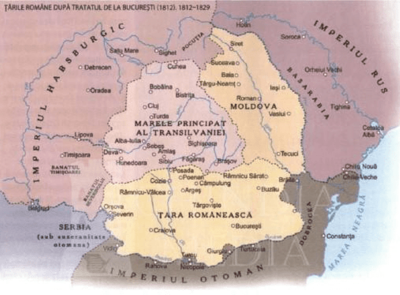 Tarile Romane după "Tratatul de la București (1812)" - 1812 - 1829 - foto preluat de pe cersipamantromanesc.wordpress.com