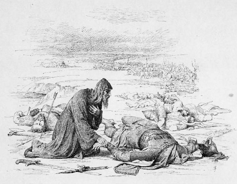Bătălia râului Sit (4 martie 1238) Parte a invaziei mongole a Rusiei (1223, 1237–1241) - Episcopul Chiril găsește cadavrul fără cap al Marelui Duce Yuri pe câmpul de luptă al râului Sit - foto preluat de pe en.wikipedia.org