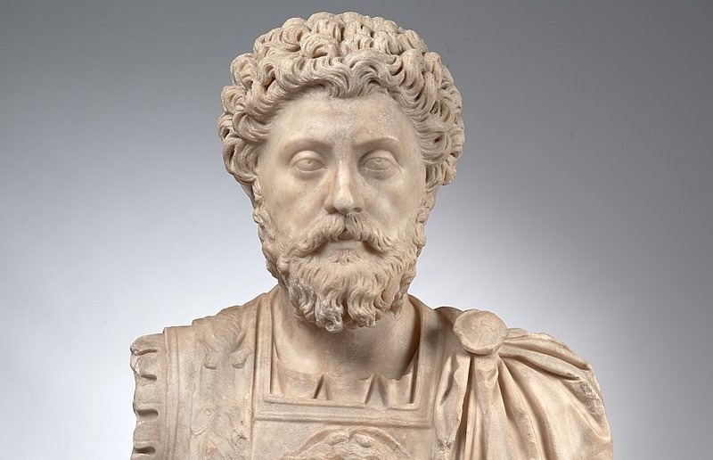 Marc Aureliu (121 - 180 d.Hr.) - bust din marmură, Musée Saint-Raymond, foto preluat de pe en.wikipedia.org