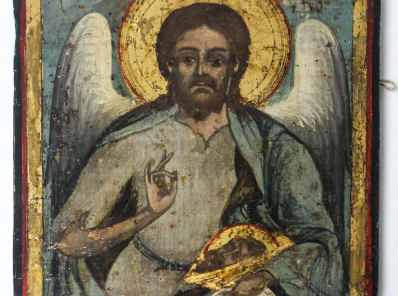 Icoană pe lemn cu tema „Sf. Ioan Botezătorul”, datare sec. XIX, centru neidentificat - Colecția Muzeului Național al Țăranului Român - foto preluat de pe www.facebook.com/MuzeulTaranului