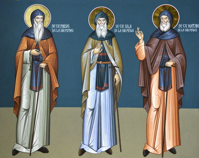 Sfinții Cuvioși Sila, Paisie și Natan de la Sihăstria Putnei (Secolul al al XVIII-lea) - foto preluat de pe doxologia.ro