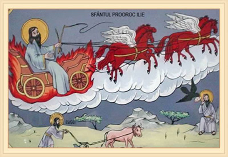 Suirea la cer a Sf. Ilie - pictură populară - foto preluat de pe ro.orthodoxwiki.org