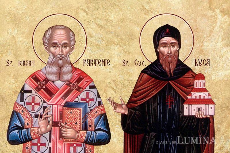 Sf. Ier. Partenie, Episcopul Lampsacului; Sf. Cuv. Luca din Elada - foto preluat de pe ziarullumina.ro